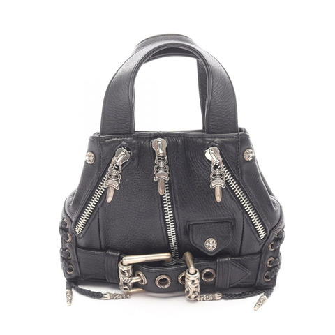 Chrome Hearts JJDean 迷你手提包，黑色皮革，SHW 五金，二手女款