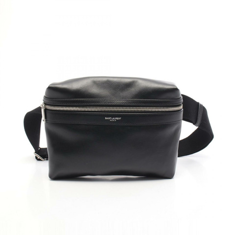 SAINT LAURENT PARIS SAC CITY 腰包 634717 皮革 黑色 二手 男女通用