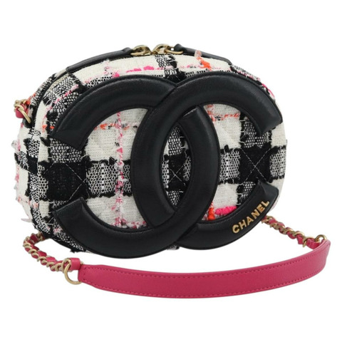 香奈兒 (CHANEL) Matelasse 鏈條肩背包，斜紋軟呢布料，白色，金色雙C標誌，正品編號 187493SM