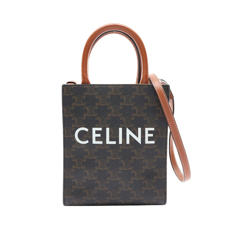 棕色 Triomphe 帆布 Mini Vertical Cabas 兩用包【CELINE 賽琳】 194372BZK.04LU