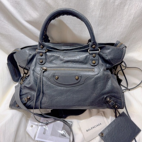 Balenciaga迷霧藍小羊皮機車包 巴黎世家包 巴黎世家機車包