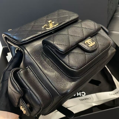 CHANEL 23k萎格紋坦克後背包25*20*9 全新閒置配件塵袋