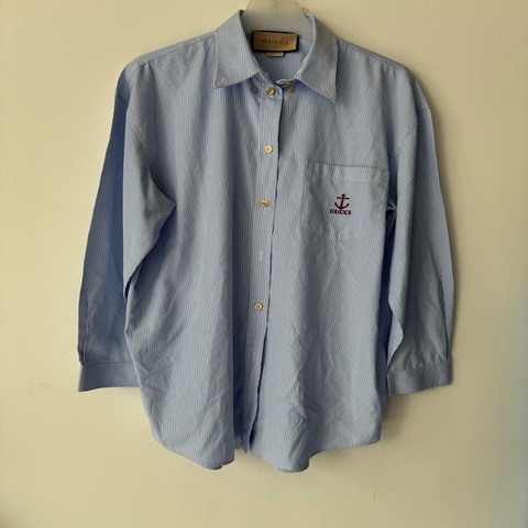 Gucci 藍色/紅船錨⚓️圖案襯衫42號