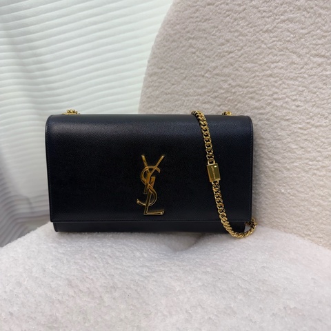 YSL 黑金粒面Kate中型鏈條側背包