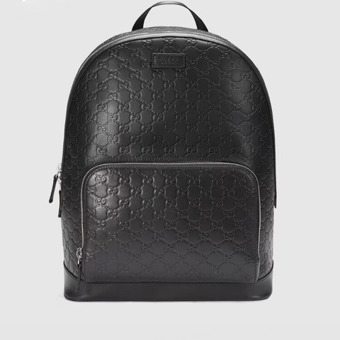 GUCCI黑銀牛皮後背包779838