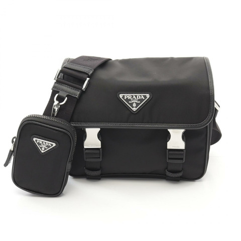 PRADA RE-NYLON TESSUTO+SAFFIANO 肩斜背包 2VD0342DMHF0002 黑色 全新