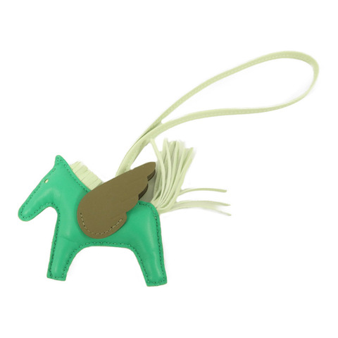 HERMES Milo皮革Rodeo Pegase PM掛飾Menthe/Vert Fizz/Etoupe