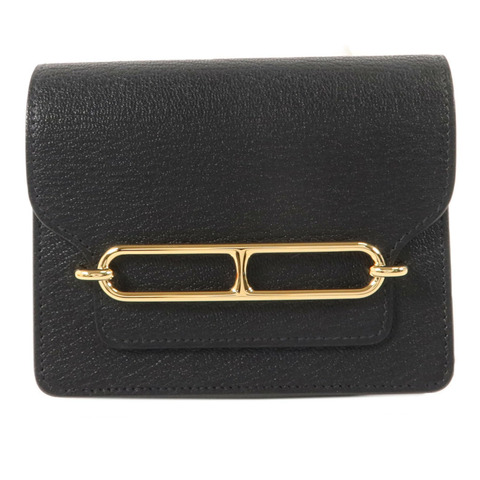 HERMES Chevre皮革Roulis Slim錢包Noir