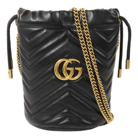 GUCCI 牛皮皮革GG Marmont Bucket鏈帶肩背袋