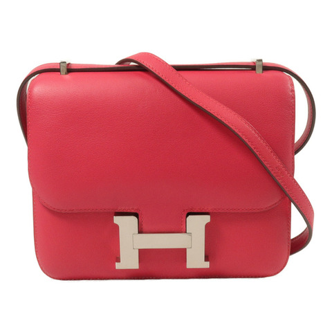 HERMES Swift皮革Constance Mini肩背袋Rose Extremt