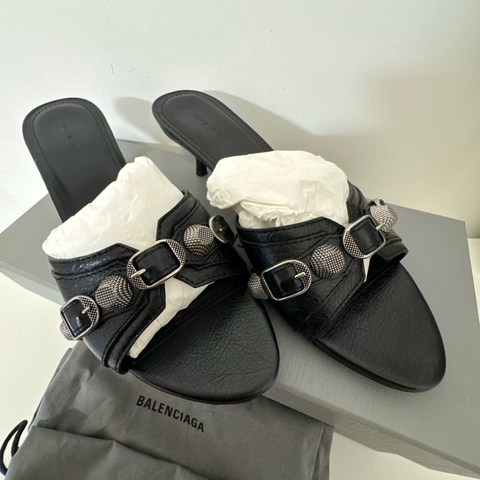 Balenciaga巴黎世家 Cagole 皮革 舒適 時尚涼拖 女款 黑色 38