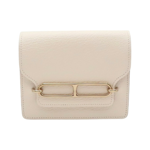 米白色 Chevre 山羊皮 Roulis Slim Wallet 二折短夾 B刻 金釦【HERMES 愛馬仕】 H082213CP12