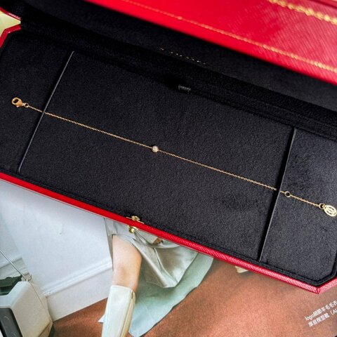 ::CARTIER::d'Amour 卡地亞 迷你款圓形明亮式切割鑽石手鍊 玫瑰金