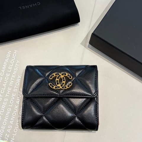 CHANEL19系列三折中夾 黑色