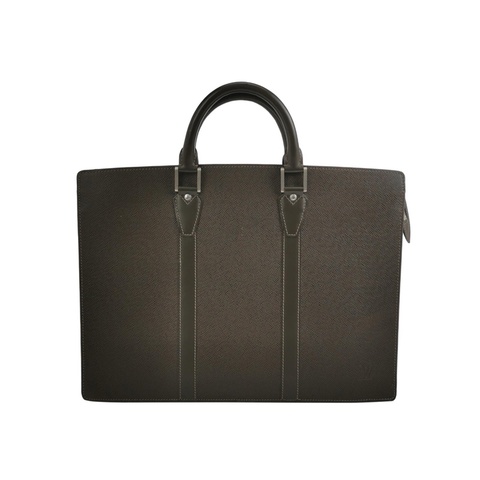 LV 牛皮純色壓紋字母Logo手提包