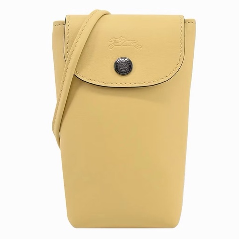 全配Longcamp LE PLIAGE XTRA系列牛皮翻蓋手機斜背包(小麥黃 小雞黃色)