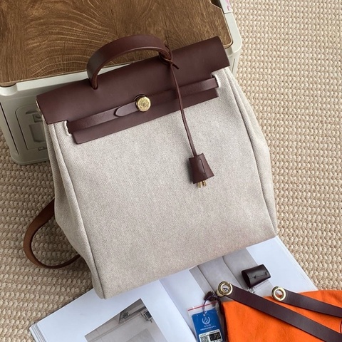 Hermes/愛馬仕 herbag31金棕雙肩包手提包 金扣