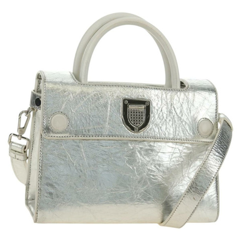 Christian Dior 皮革肩背包 銀色 正品 184980V