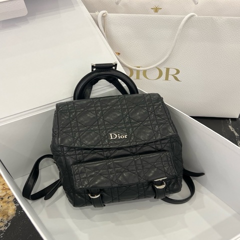 迪奧/Dior Stardust 黑銀菱格紋雙肩包