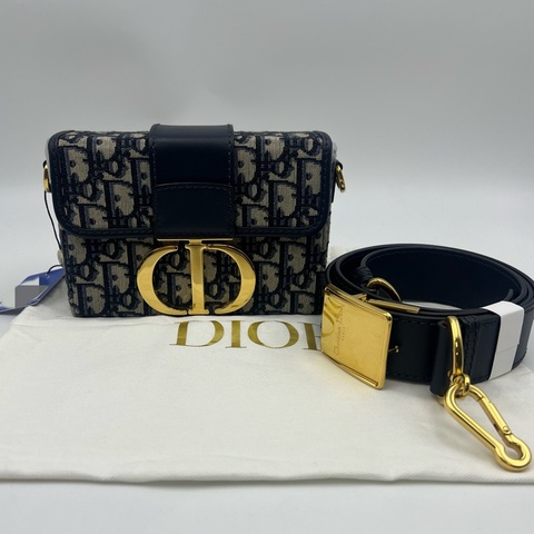 迪奧/Dior Montaigne蒙田30 Mini box 老花盒子包 20年編碼  藍色