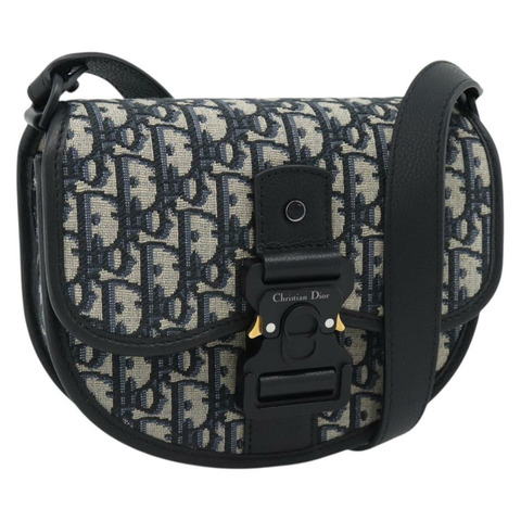 Christian Dior Trotter帆布Gallop單肩包，海軍藍/銀色，正品，貨號186228SM