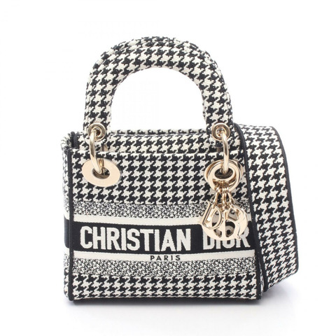 Christian Dior LADY D-LITE 迷你千鳥格肩斜背包 帆布 BW