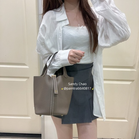 ෆ Hermes Picotin18愛馬仕菜籃子 大象灰金🐘🈶購證 金剛色❤️