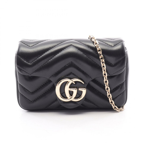 GUCCI GG Marmont 迷你肩背包 841290AAFAX1000 黑色皮革 全新 女士