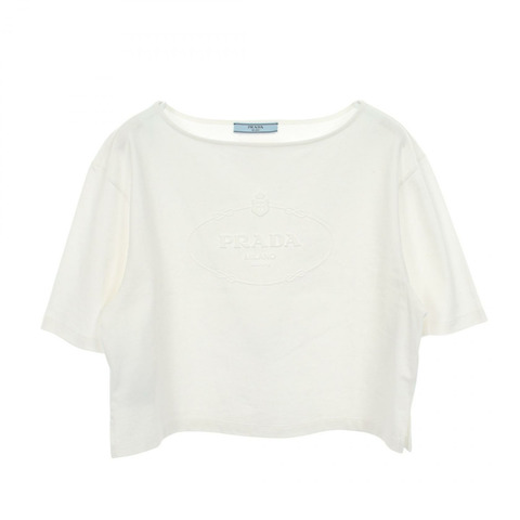 PRADA 壓花 logo 短袖 T 卹，純棉材質，白色，XS 碼，二手女款