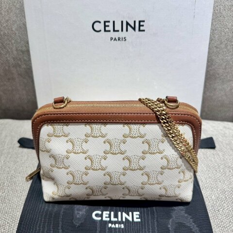 CELINE 老花鏈條貝殼包
