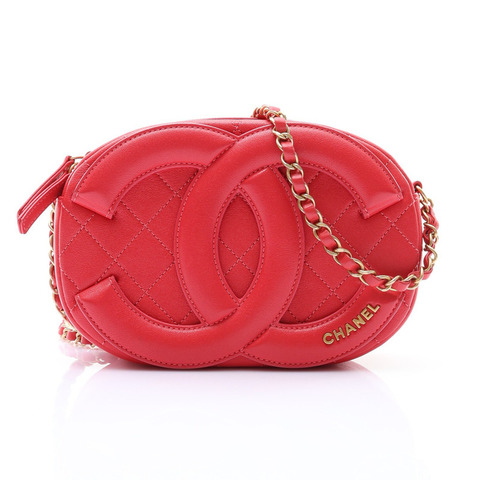 粉色 菱格紋牛皮 Coco Midnight Camera Case 肩背包【CHANEL 香奈兒】 AS1757