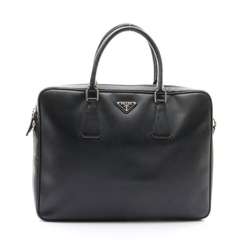 黑色 防刮牛皮 公事包 兩用包 無背帶【PRADA 普拉達】 2VE368
