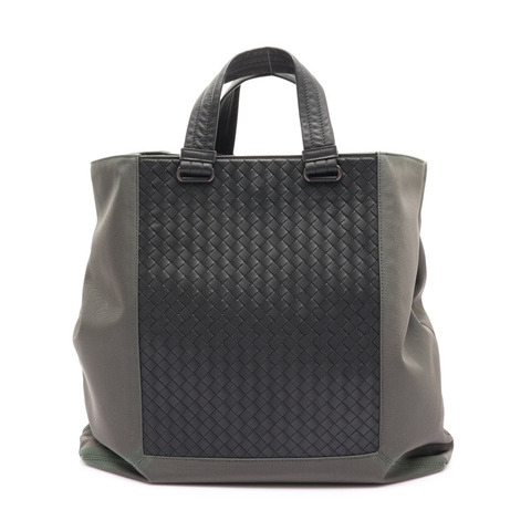綠色 羊皮 帆布 Mixed Media 手提包【BOTTEGA VENETA BV 寶緹嘉】
