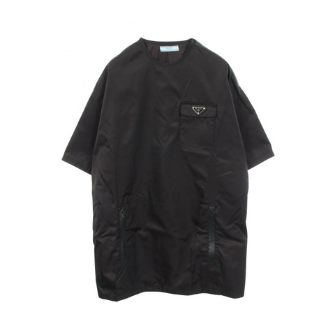 PRADA Re-Nylon 三角 Logo 短袖連身裙，黑色尼龍材質，#38，二手女款