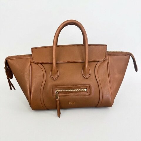 CELINE 焦糖色LUGGAGE 囧臉包(小號)