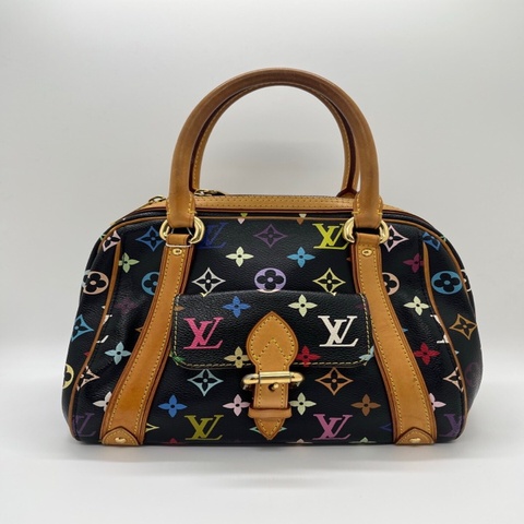 LV 路易威登 黑三彩保齡球手提包，經典老花配色，金色五金，手提設計