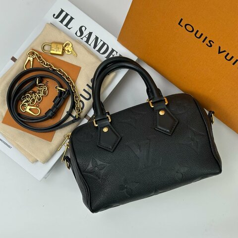 近新品 路易威登/Louis Vuitton Speedy20老花枕頭包黑色 芯片款