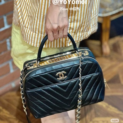 Chanel trendy cc保齡球 黑色金扣 羊皮 25*16*14 9新 配件塵袋保卡