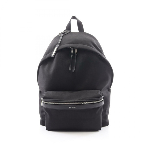 SAINT LAURENT PARIS 城市雙肩包 534967GIV3F1000 帆布皮革 黑色 二手