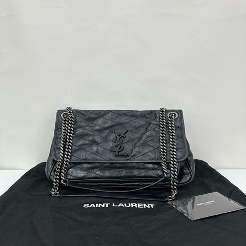 YSL/聖羅蘭黑色niki中型單肩斜挎鏈條包 尺寸:28*21*9