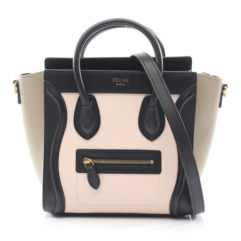 CELINE Luggage Nano Shopper 2WAY 單肩手提包 168243 皮革 粉紅色 黑色