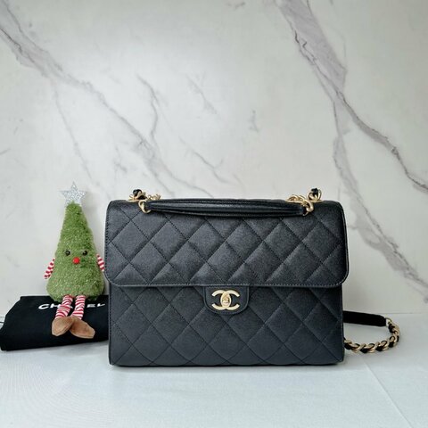 CHANEL 荔枝牛手提鏈帶斜背包
