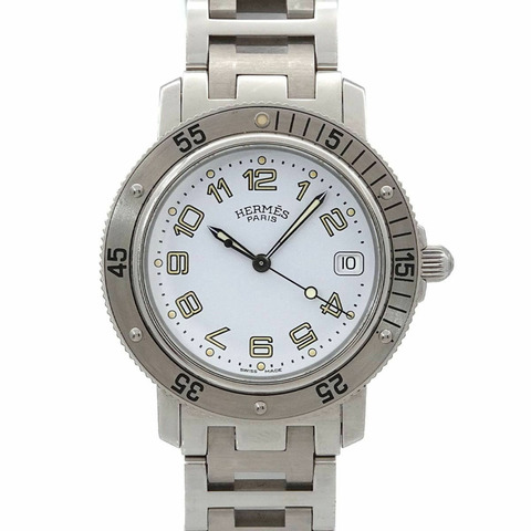 愛馬仕 HERMES Clipper Diver CL7 710 男士腕錶 日期顯示 白色石英錶