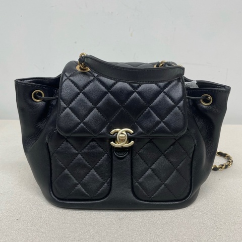 Chanel香奈兒23k 黑金雙肩包手提包