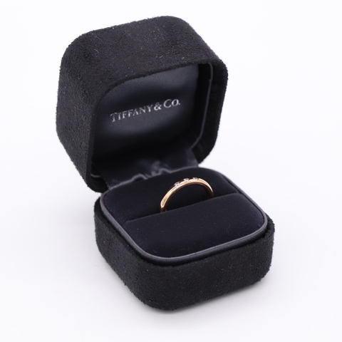 Tiffany & Co. 蒂芙尼 18K 玫瑰金 簡約三鑽戒指