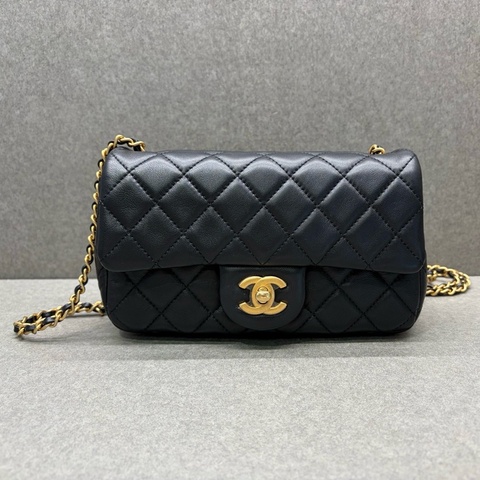 Chanel香奈兒 CF 金球 mini 黑金 羊皮鏈條包單肩包斜挎包