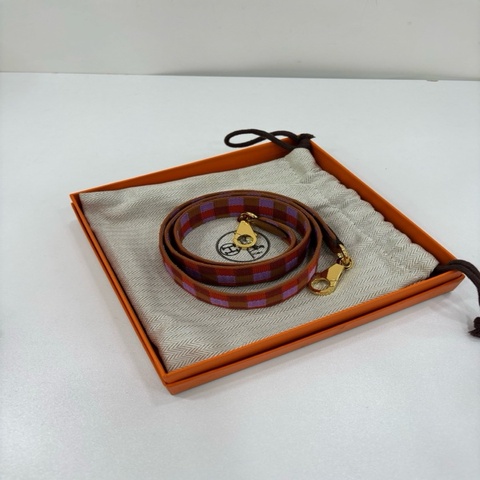 Hermes愛馬仕彩色金扣長編織肩帶 寬2.5cm 長92cm Z刻
