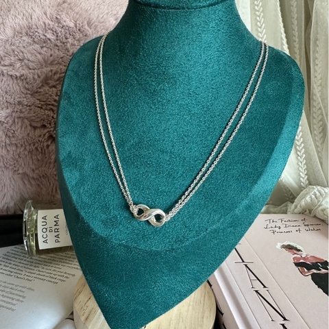 蒂芙尼 純銀 頸鏈 項鏈 鎖骨鏈 Tiffany & Co  純銀項鍊 925 Infinity 無限符號雙鍊純銀項鍊