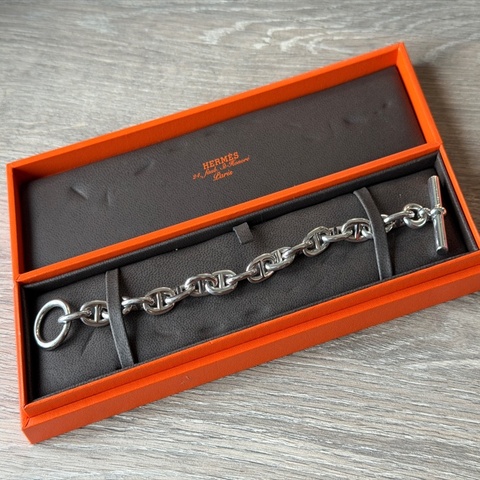 Hermes Chaine d'ancre bracelet, medium model 鎖頭銀色手鏈 Size 17