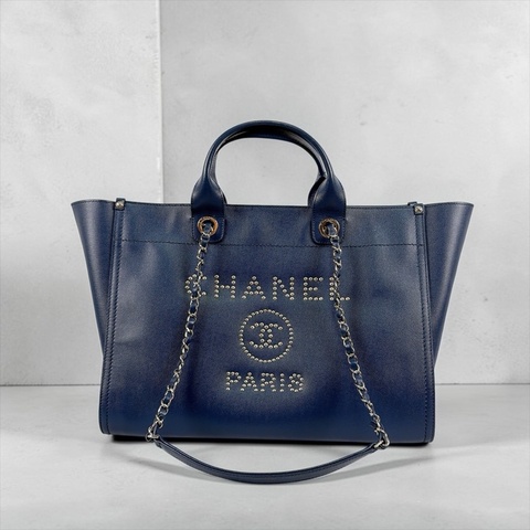 莉亞精品♡ Chanel A57069 藏青色沙灘包 二手美包